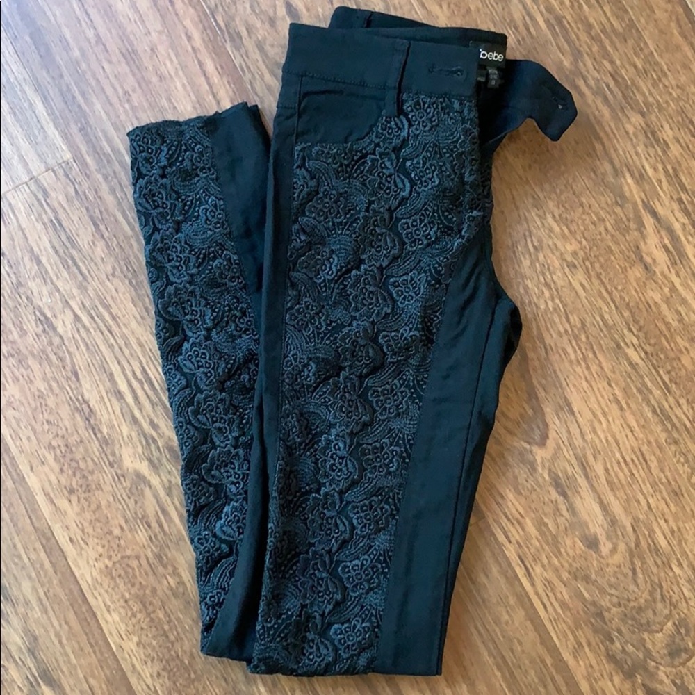 Bebe Black Pants Lace 00 - Picture 5 of 5